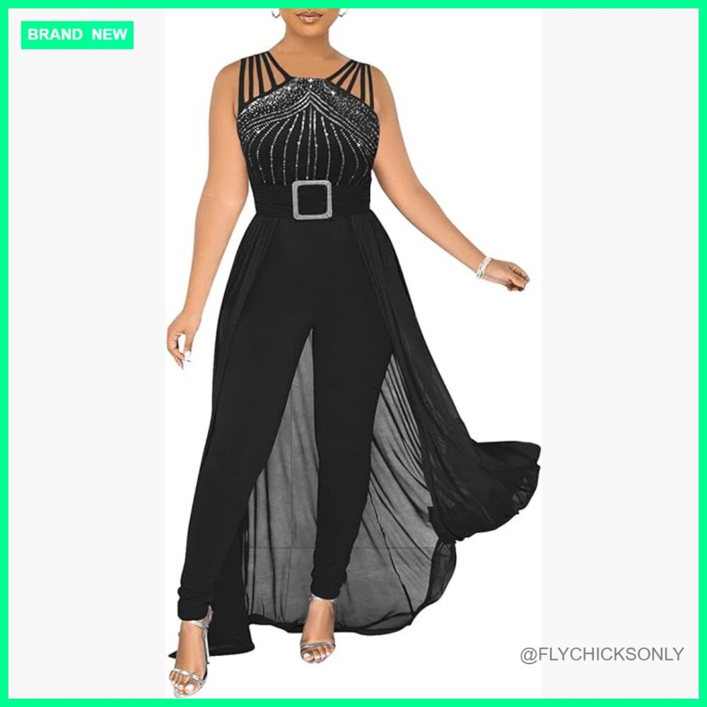 Polyester+Spandex Bodycon Jumpsuit With Rhinestone Cape Formal Party Wear